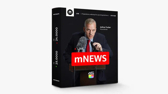 77个电视广播新闻频道栏目标题滚动字幕信息摘要图表引用转场动画FCPX插件 motionVFX – mNews 汉化版