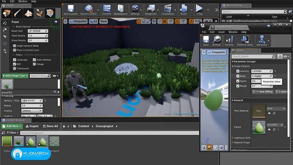 UE4游戏交互式动态草地实例制作流程视频教程 Make your DREAM Project Realistic : Create Dynamic Grass in Unreal Engine