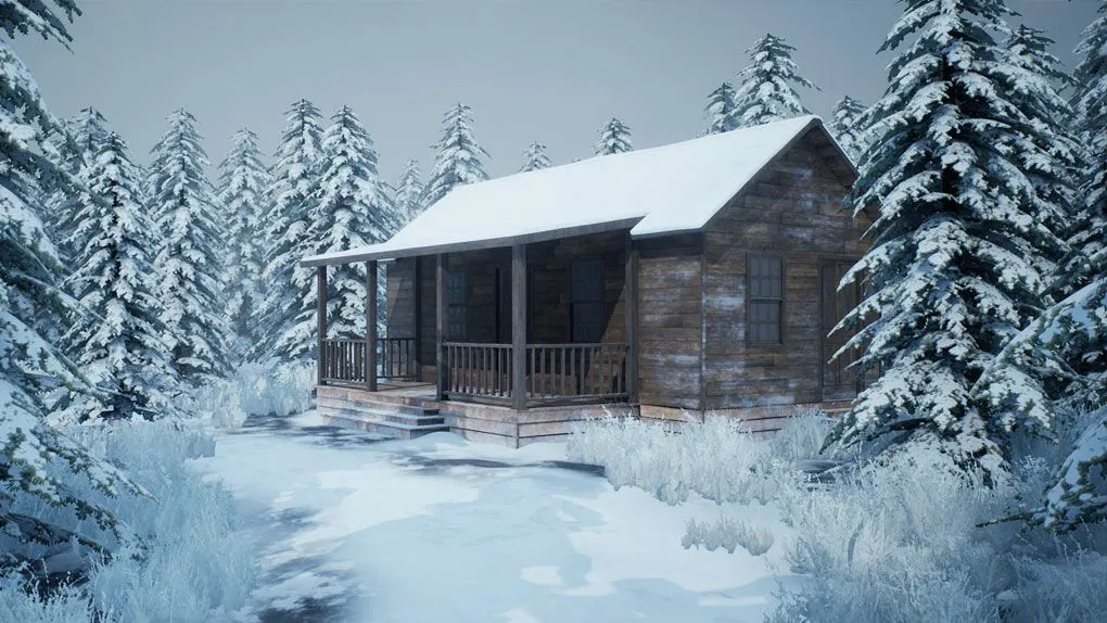 白雪森林小屋环境场景完整实例制作视频教程 Realistic Snowy Game Environment Creation
