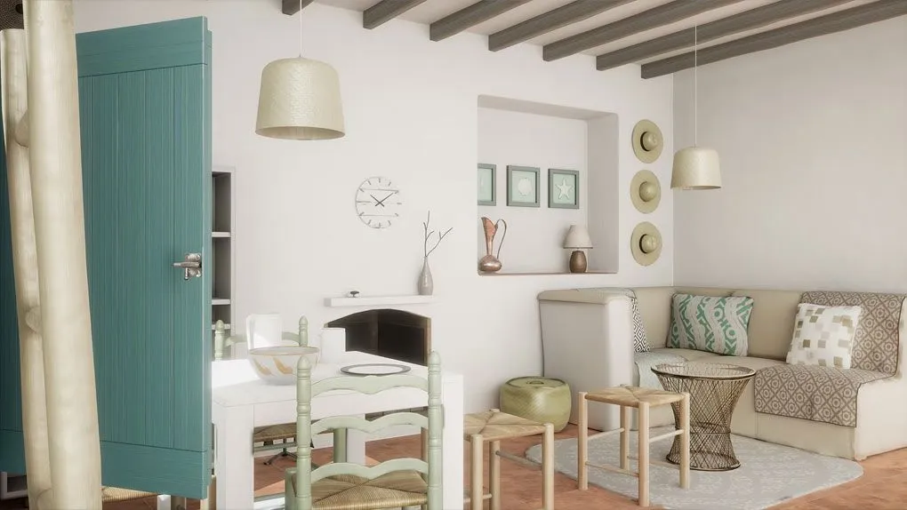 地中海风格室内建筑可视化场景Unreal游戏素材 Mediterranean Rustic Interior