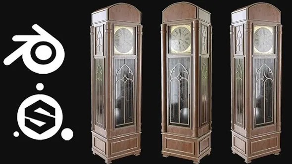 Blender和Substance Painter大厅时钟完整制作视频教程 Creating a Hall Clock in Blender and Substance Painter