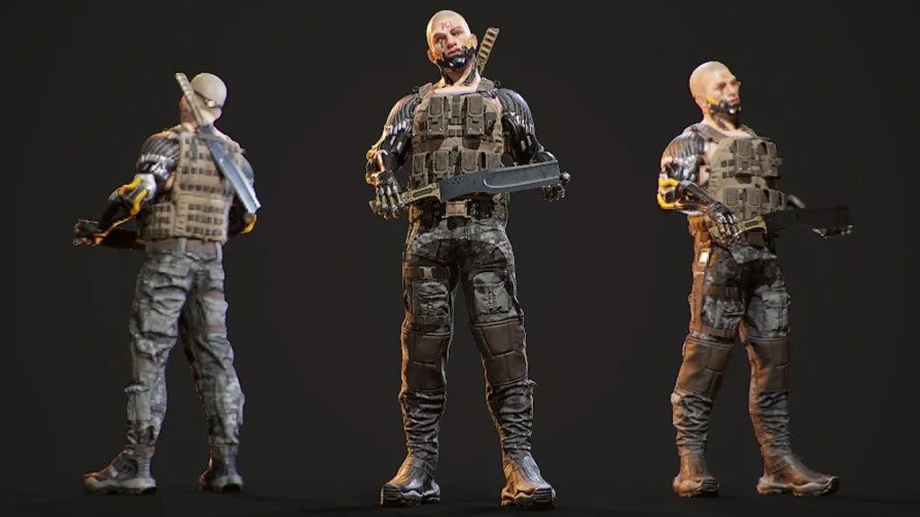 半机械人钢骨雇佣兵角色Unreal Engine游戏素材资源 Cyborg Mercenary