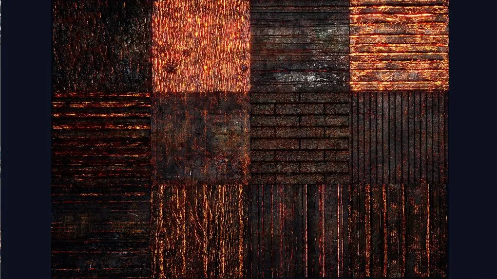 12组燃烧木材材质Unreal Engine游戏素材资源 12 Burning Wood Materials Animated