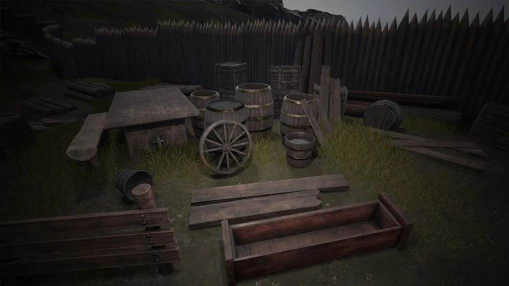 中世纪系列村庄木质道具Unreal Engine游戏素材资源 Medieval Series: Village Wooden Props