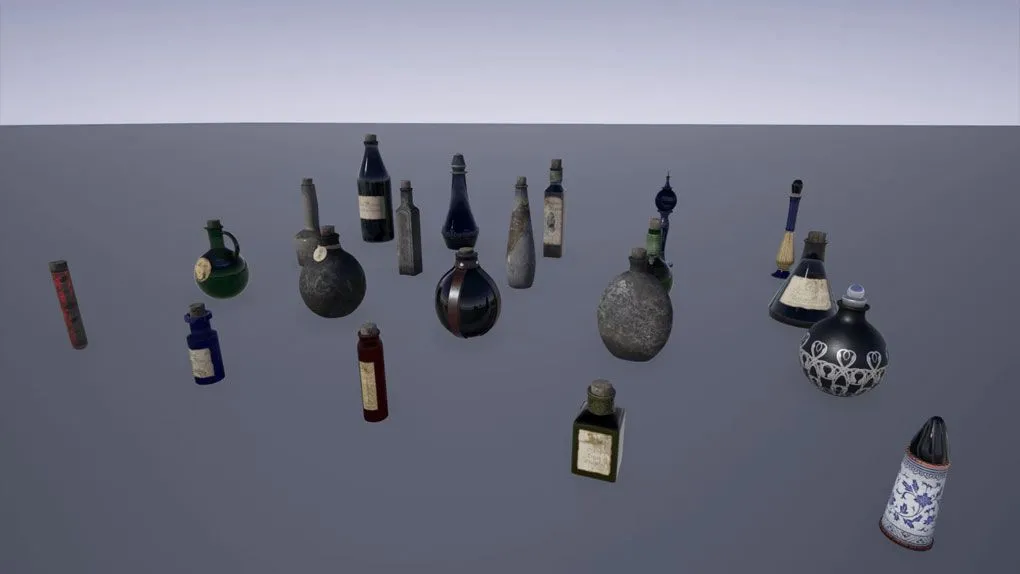 20个中世纪奇幻玻璃液体优质药水瓶Unreal Engine游戏素材资源 Poof Potion Pack