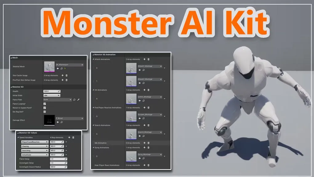 怪物Ai蓝图工具包UE游戏素材 Monster Ai Kit