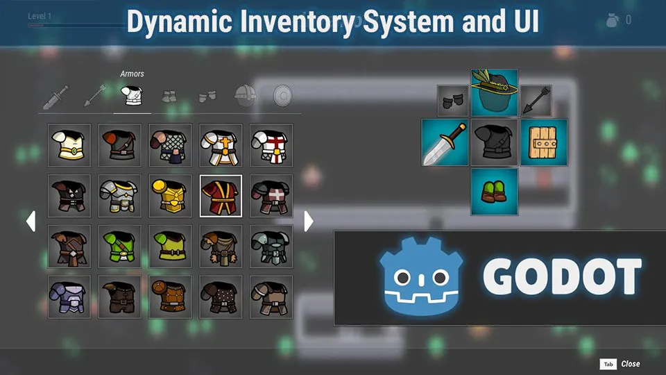 Godot游戏用户界面UI设计大师班视频教程 Dynamic Inventory System for Godot