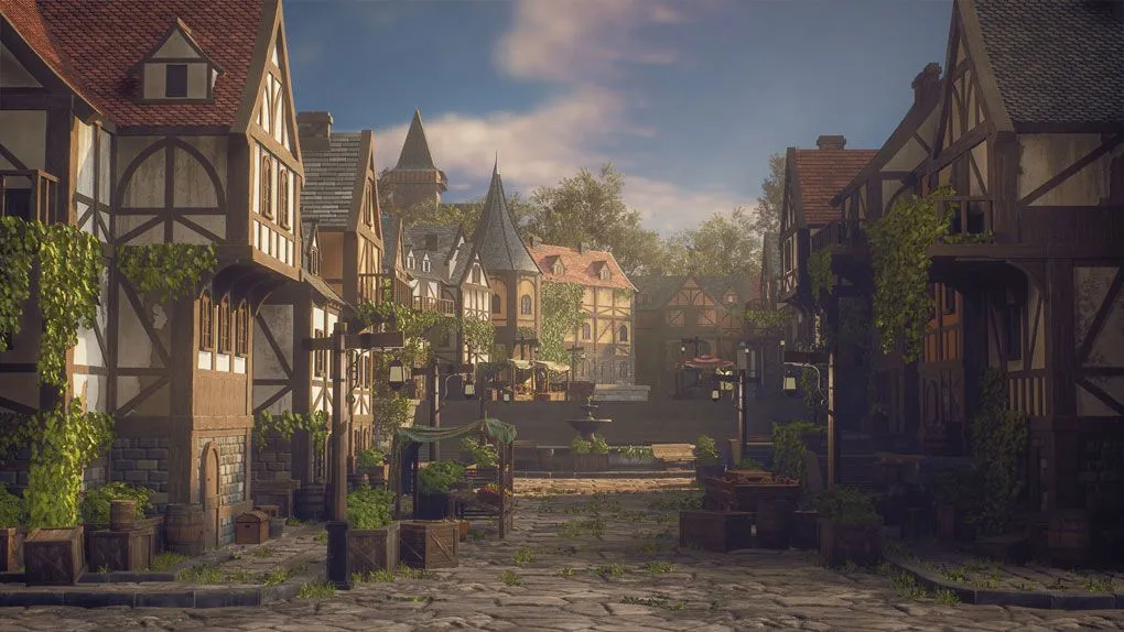 UE5虚幻引擎中世纪城镇环境场景制作流程视频教程 Creating a Medieval Town Environment – Using UE5 & Blender