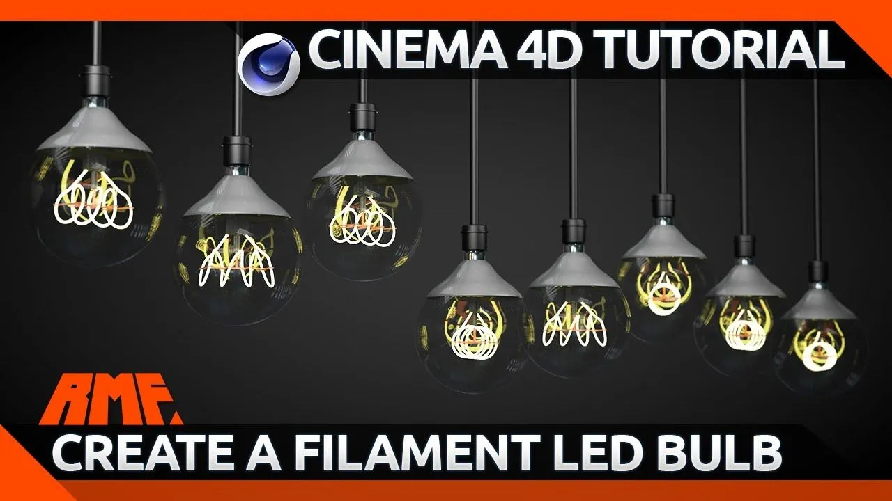 C4D制作LED灯泡发光灯丝视频教程 How to make a Filament Style LED Bulb
