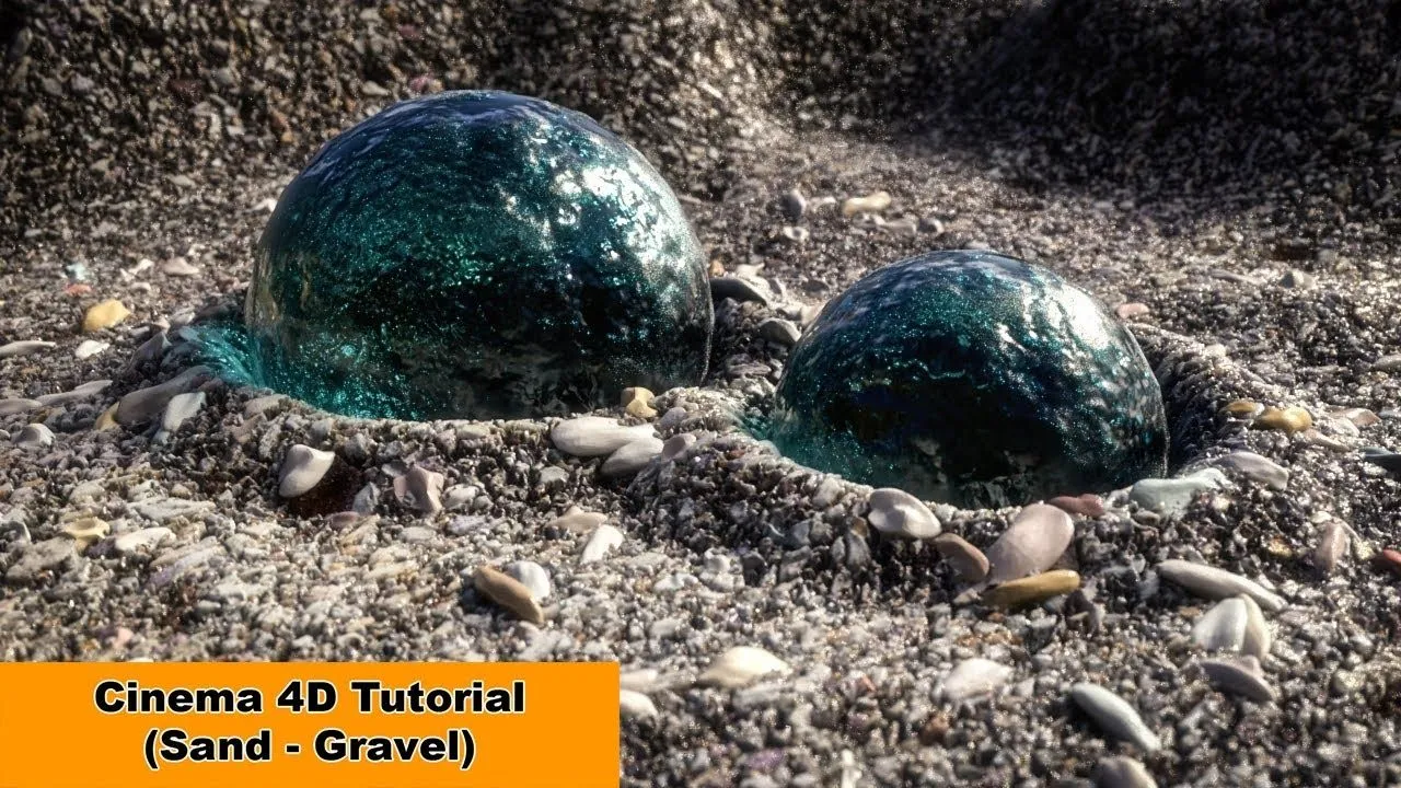 C4D砂砾坑中的水晶球制作视频教程 Sand - Gravel Cinema 4D Tutorial