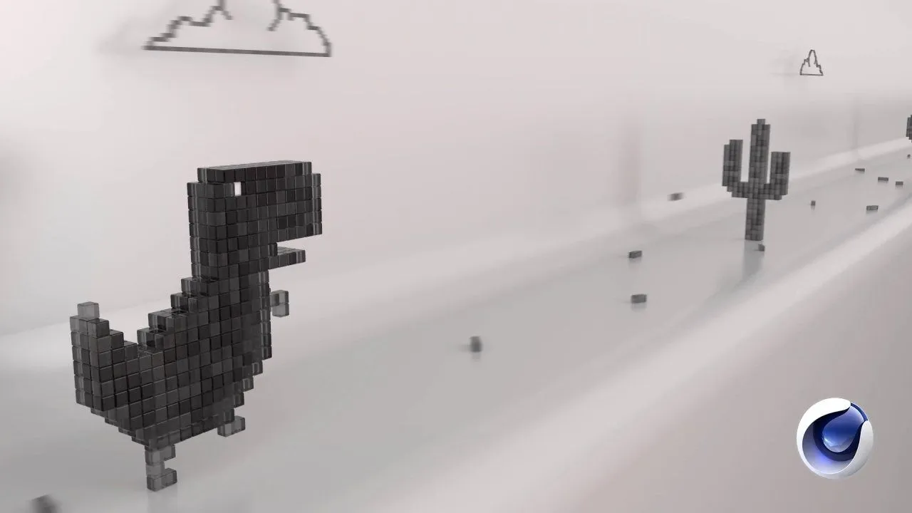 C4D 8位像素风格无缝循环动画制作视频教程 Cinema 4D - Create a looping T-Rex animation in C4D