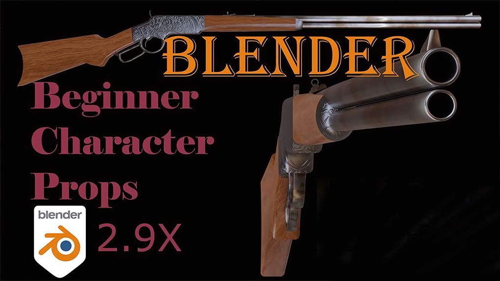 Blender西式步枪游戏模型实例制作训练视频教程 Blender Beginner: Your first Character Prop