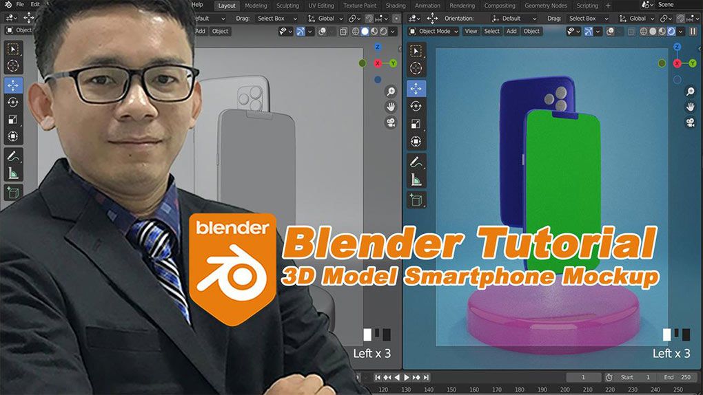 Blender智能手机模型完整实例制作视频教程 中文字幕 3D Model Smartphone Mockup : Blender