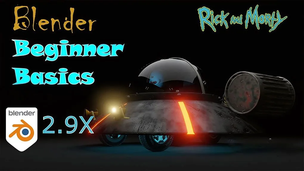 Blender瑞克和莫蒂动画飞碟模型制作视频教程 Blender Beginner Basics – Rick and Morty Spaceship