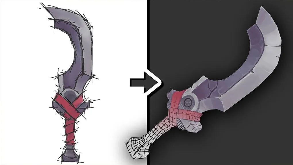 Blender游戏大刀模型设计制作视频教程 中文字幕 Create a stylized sword using blender 3D