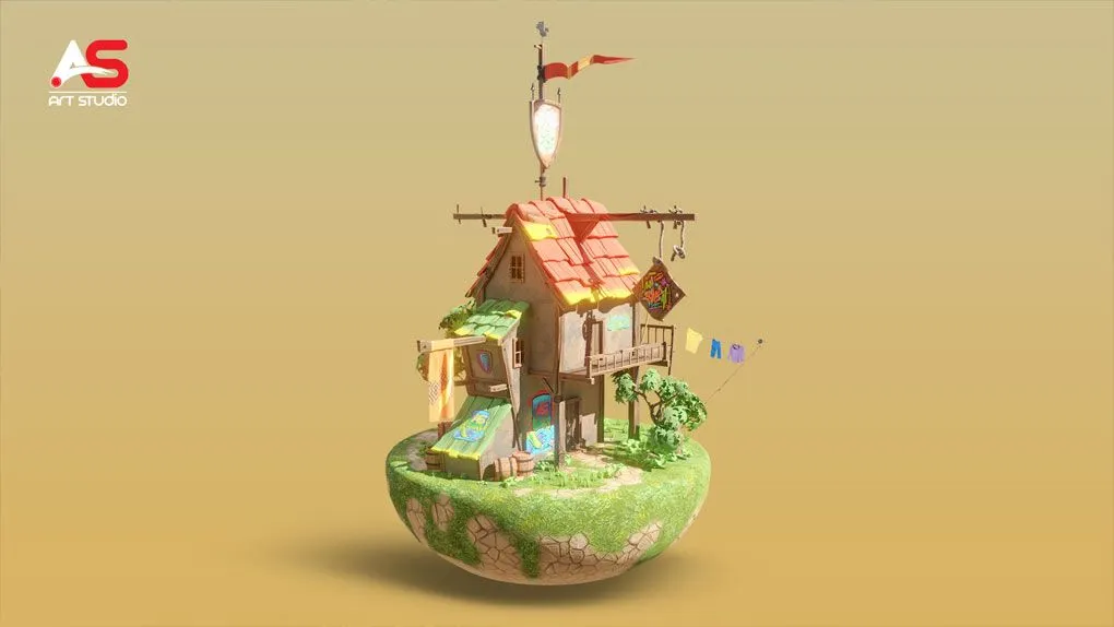 Blender从建模到渲染完全指南视频教程 中文字幕 Complete Blender course Modeling to Rendering Stylized House for Beginners & Intermediate