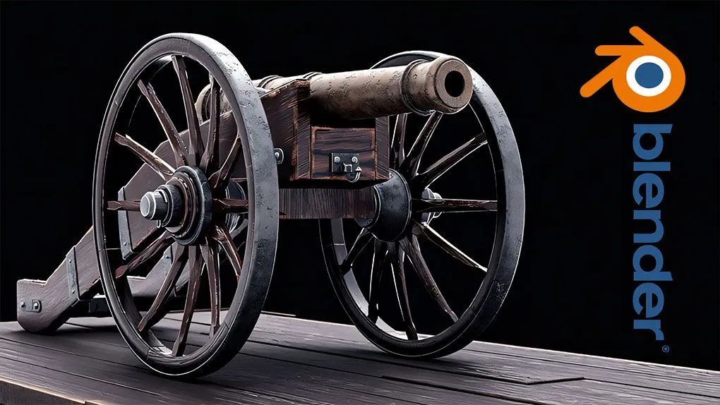Blender古老大炮完整制作工作流程视频教程 中文字幕 Learn how to create old realistic cannon with Blender