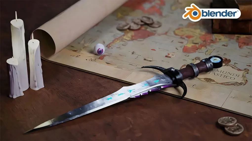 Blender禁忌之刃游戏武器硬表面建模制作视频教程 中文字幕 Build with Blender – Modelling The Forbidden Blade