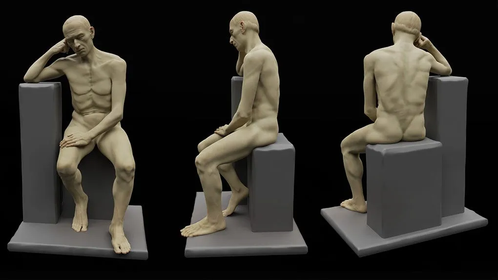 Blender男性人体解剖学雕塑大师级训练视频课程 Blender Anatomy Course : Learn Male Human Anatomy