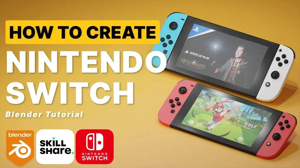 Blender 3D学习如何创建一个任天堂Switch游戏机视频教程 Blender 3D: Learn To Create A Nintendo Switch Game Console