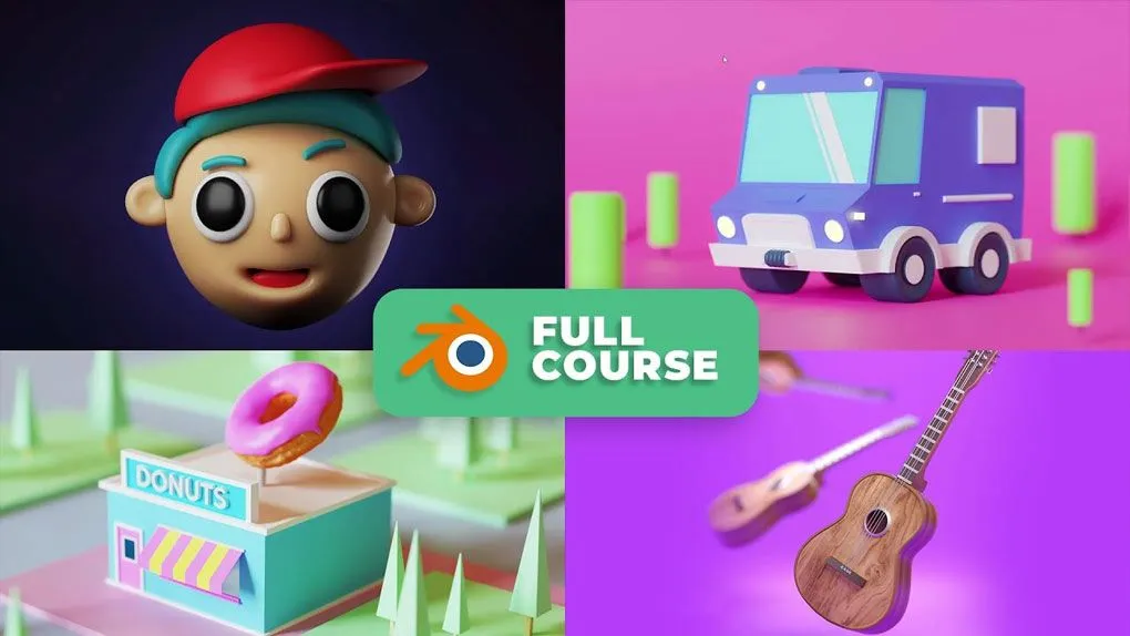 Blender卡通风格化场景建模与渲染实例制作视频教程 Blender Cartoon Style Modelling and Rendering Full Course