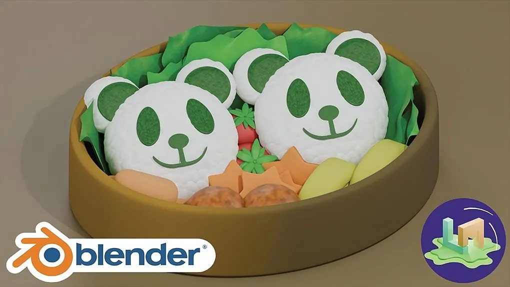 Blender熊猫便当模型制作工作流程视频教程 Blender : Panda Bento