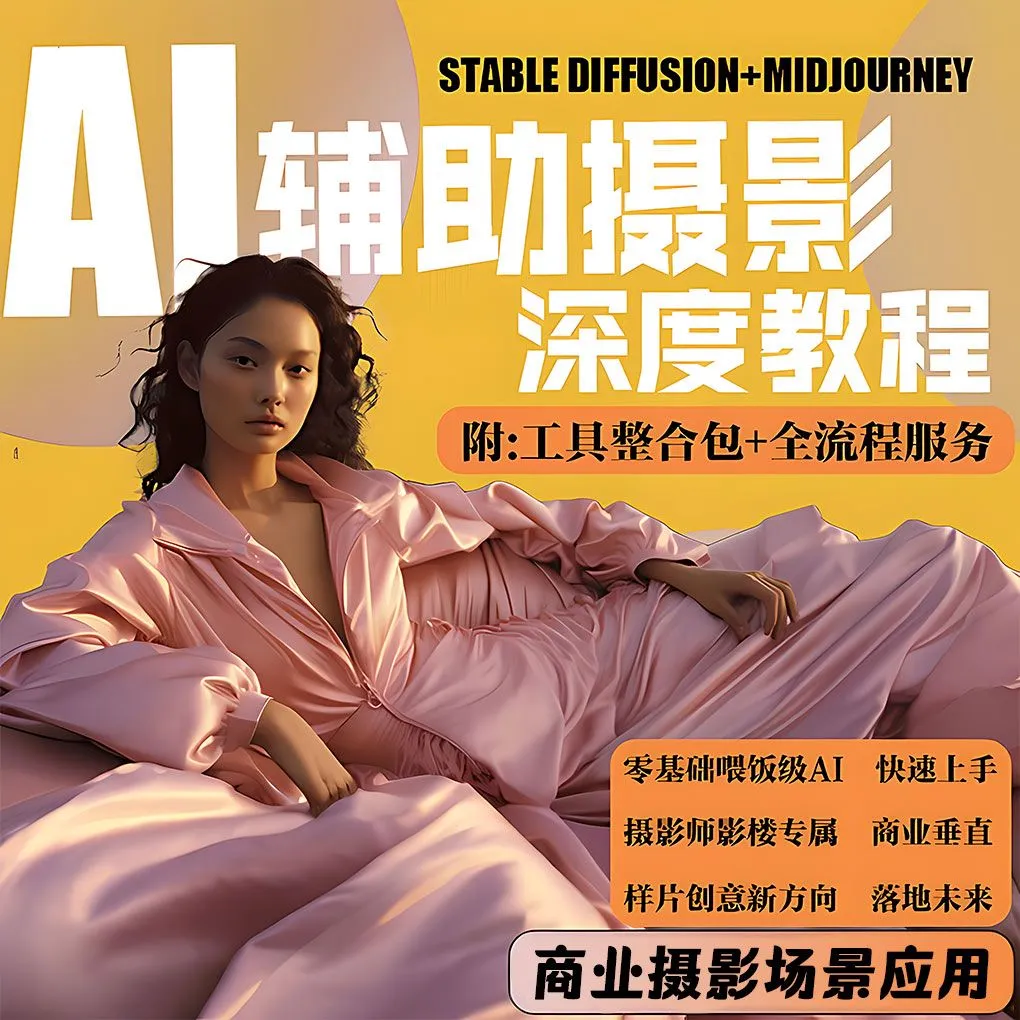 AI摄影【Midjourney+Stablediffusion】37节课人工智能商业应用摄影中文课程