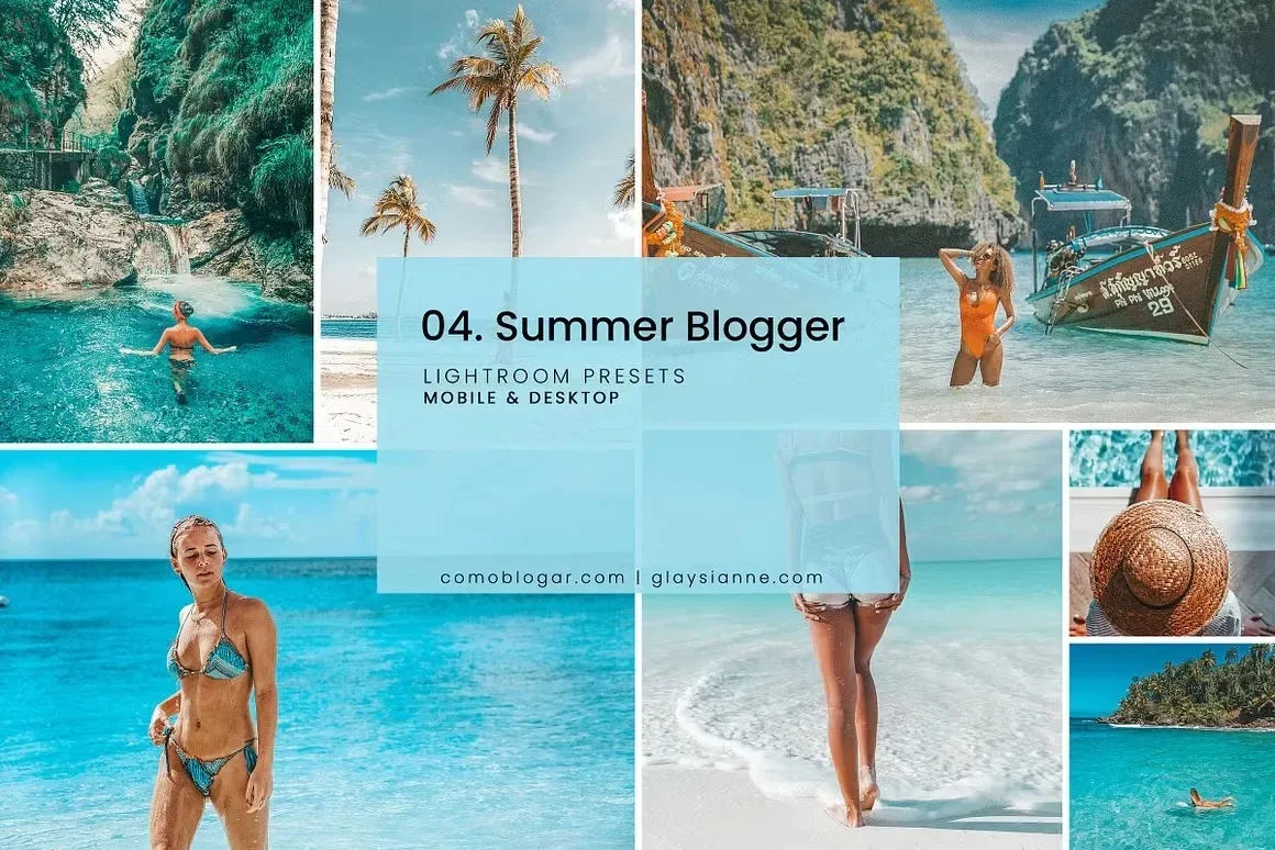 10款清凉夏日热带阳光海滩旅拍摄影后期调色Lightroom预设 04. Summer Blogger – Presets