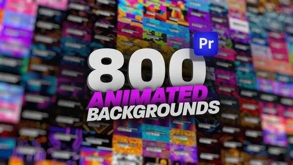 800种可循环响应式设计色彩鲜艳的动画背景元素包-PR模板 Animated Backgrounds Pack For Premiere Pro