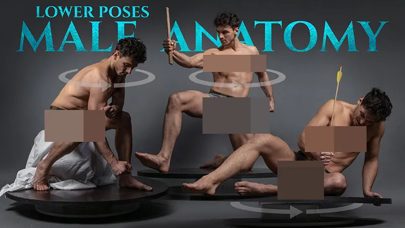 545张男性低位半身旋转艺术姿势造型高清参考图合集