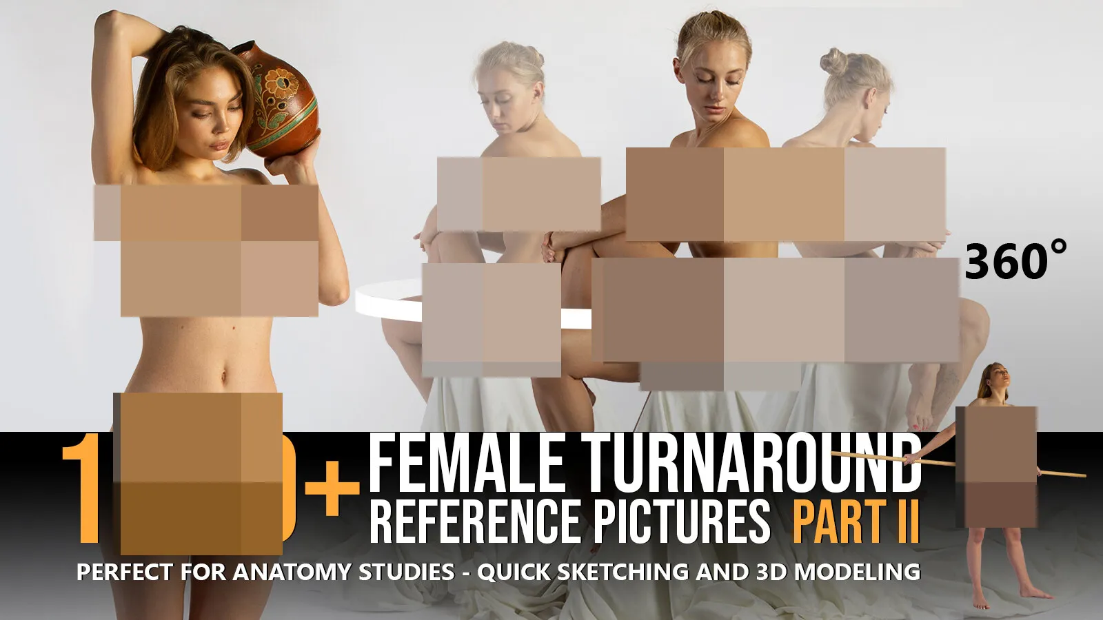 1500张旋转女性人物角色姿势造型高清参考图合集