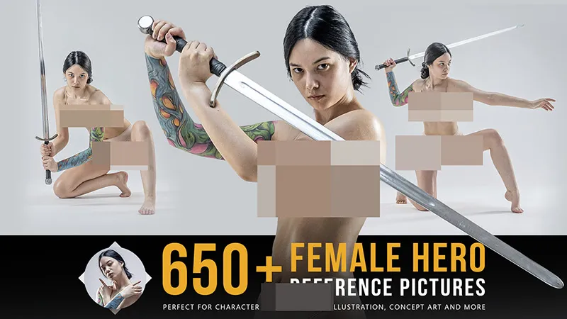650张女性格斗击剑动作姿势造型高清参考图合集