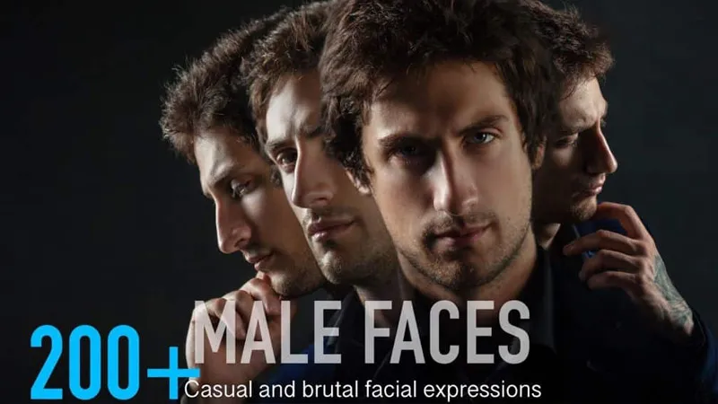 233张男性各种情绪脸部表情表现高清参考图合集