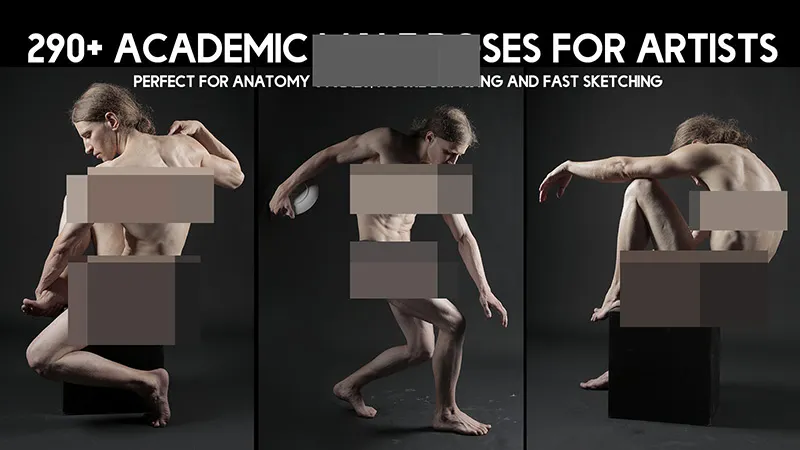 290张男性模特人体姿势造型艺术参考高清照片合集