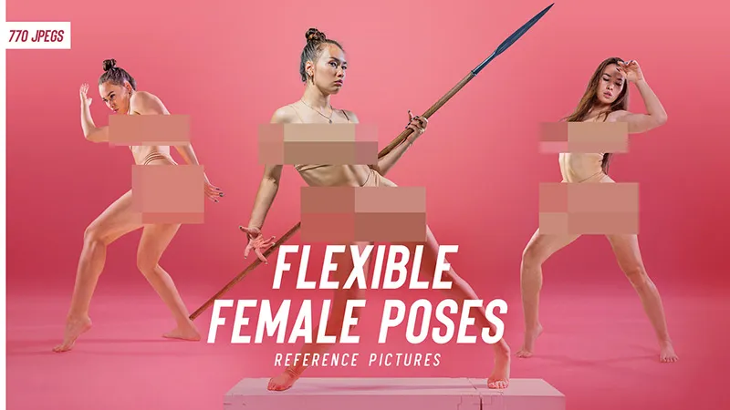 770张女性手持武器艺术姿势造型高清参考图合集