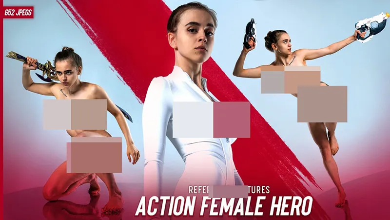 652张女英雄战士战斗动作艺术姿势造型高清参考图合集