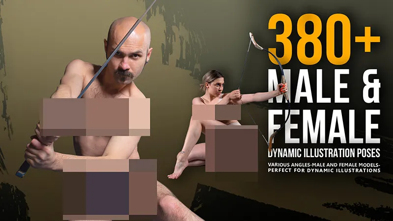 380张男性女性手持武器艺术姿势造型高清参考图合集