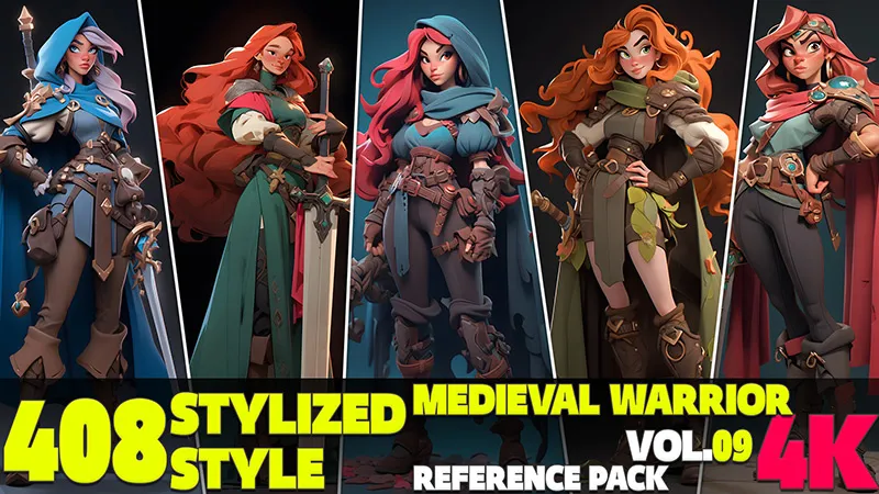 408张中世纪女性战士AI人工智能生成原画插画