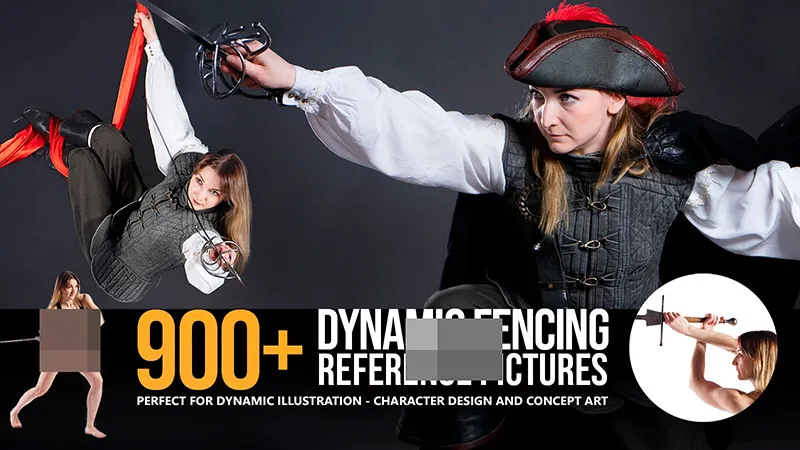 900组女性击剑战斗动态姿势造型高清参考图片合集