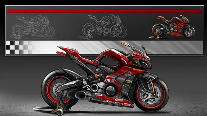 PS概念摩托车插画绘制视频教程 Sketching and Rendering a Concept Illustration in Photoshop