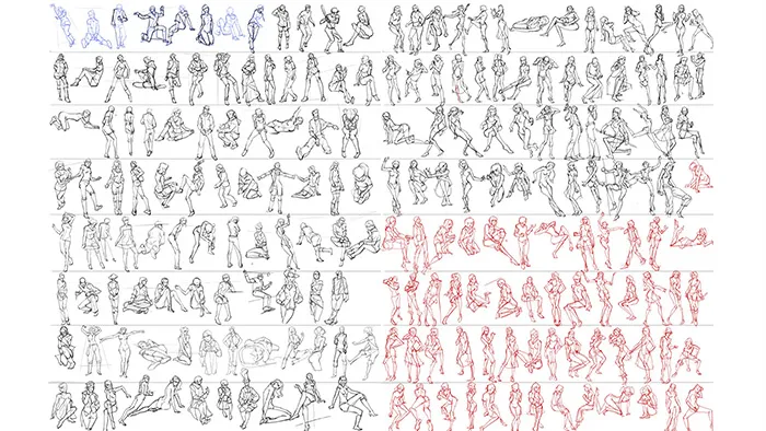 5000个人物着衣动态速写线稿素材资源参考图