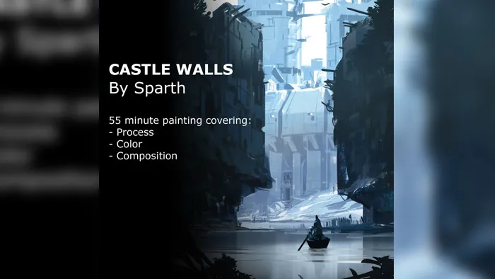 河谷城堡概念数字绘画实例训练视频教程 GUMROAD CASTLE WALLS