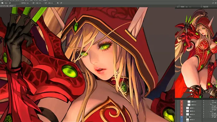 血罗《油管血精灵》细化数字绘画实例训练视频教程