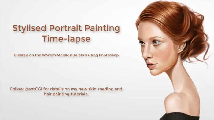 消瘦女性角色上半身详细数字绘画视频教程  Skin painting tutorial in digital painting with Photoshop