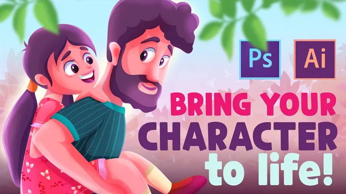 PS与AI生动形象卡通角色实例绘画视频教程 Bring Your Character Drawing To Life