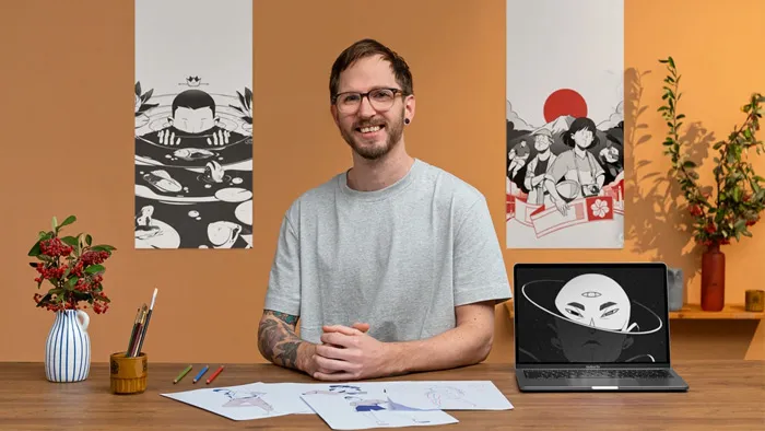 PS创建动态人物线条插画数字绘画视频教程 Dynamic Character Illustration