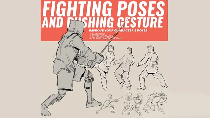 人物战斗动作姿态设计数字绘画训练教程 Dynamic Poses – Fighting Gestures by moderndayjames