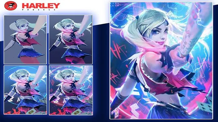 Rossdraws画师小丑女哈雷奎因角色数字绘画视频教程