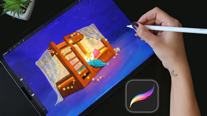 Procreate在iPad中使用两点透视法绘制卡通插图视频教程 Learn Perspective in Procreate - Two Point Perspective