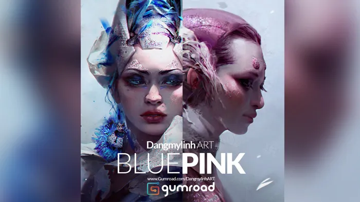 DangmylinhART唯美梦幻女性角色数字绘画视频教程 DangmylinhART – PINK&BLUE